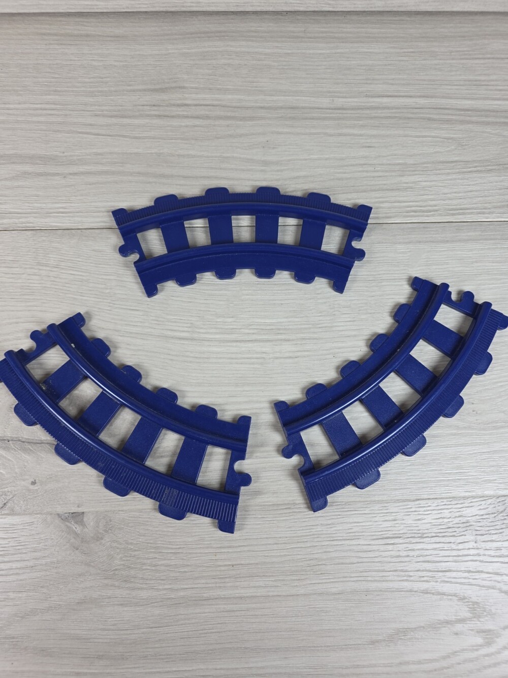 Playmobil 1-2-3 Train 3 Curved Track Pieces 1990 Geobra Blue Vtg b227